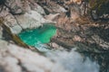 Emerald green waterfalls in an enchanted forest Royalty Free Stock Photo