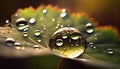 Beautiful water drops sparkle in sun on leaf Royalty Free Stock Photo