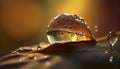 Beautiful water drops sparkle in sun on leaf Royalty Free Stock Photo