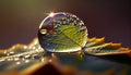 Beautiful water drops sparkle in sun on leaf Royalty Free Stock Photo