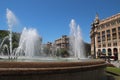 Beautiful water fountain downtown Barcelona