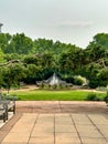 Beautiful water fountain in garden setting Royalty Free Stock Photo