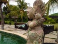 Beautiful Water Fountain Statue Balinese Ethnic Style In The Garden Swimming Pool Of The Resort At Pemuteran