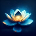 Beautiful water lily on dark blue background. Vector illustration. Generative AI Royalty Free Stock Photo