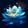 Beautiful water lily on dark blue background. Vector illustration. Generative AI Royalty Free Stock Photo