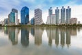 Beautiful water reflection of city office building Royalty Free Stock Photo