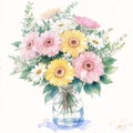 Beautiful watercolor bouquet. Whimsical Blooms. A Watercolor Bouquet of Wildflowers. Generative AI