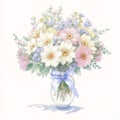 Beautiful watercolor bouquet. Whimsical Blooms. A Watercolor Bouquet of Wildflowers. Generative AI