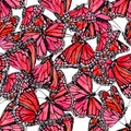 Beautiful watercolor butterflies background. Hand drawn butterfly shapes seamless pattern Royalty Free Stock Photo