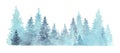 Beautiful watercolor coniferous forest illustration, Christmas fir trees, winter nature, holiday background, conifer, snow, outdoo Royalty Free Stock Photo