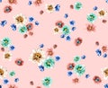 Beautiful Watercolor Flowers, Seamless Pattern Designed on Lightpink Background.