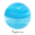 Watercolor Neptune planet illustration