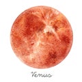 Watercolor Venus planet illustration Royalty Free Stock Photo
