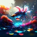 Beautiful watercolor illustration of fish in the sea. Colorful background. AI Generated Royalty Free Stock Photo