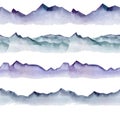 Beautiful Watercolor Mountains. Set of hand-drawn watercolor elements. Collection of diverse blue-green mountains or stones.