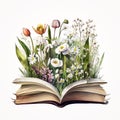 Delicate Watercolor Book with Daisy Border AI Generated