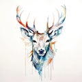 Beautiful watercolor painting of a deer head on a white background. Mammals, Wildlife Animals. Royalty Free Stock Photo