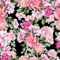 Beautiful watercolor pattern with peony flowers.