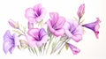 Beautiful Watercolor Petunia And Yucca Tree Illustration