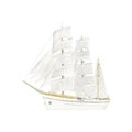 Beautiful watercolor retro white sailing ship with set sails. Cruise. Sailing, Yacht, sloop, schooner, Windjammer, clipper Royalty Free Stock Photo