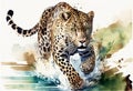 Jaguar predator watercolor sketch