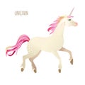 Beautiful watercolor unicorns set in pink and purple colors. Vector illustration.