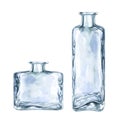 Beautiful watercolor vintage empty glass bottles for perfume fantasy games, in the alchemy laboratory, for magic potions