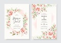 Watercolor vector set wedding invitation card template design with floral frame and watercolor background Royalty Free Stock Photo