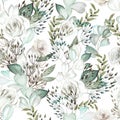 Beautiful watercolor wedding pattern with eucalyptus and rose.