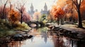 Beautiful watercolors of London city parks