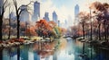 Beautiful watercolors of London city parks