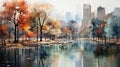 Beautiful watercolors of London city parks