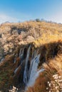 Beautiful waterfall at autumn, Plitvice Lakes national park in Croatia Royalty Free Stock Photo