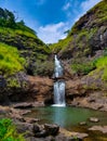 Beautiful waterfall with blue sky in the background. Waterfall in Sahyadri mountains. Royalty Free Stock Photo