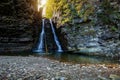 Beautiful waterfall among the canyon in the Carpathian mountains Royalty Free Stock Photo