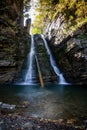 Beautiful waterfall among the canyon in the Carpathian mountains Royalty Free Stock Photo