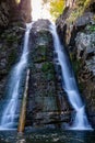 Beautiful waterfall among the canyon in the Carpathian mountains Royalty Free Stock Photo