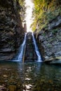 Beautiful waterfall among the canyon in the Carpathian mountains Royalty Free Stock Photo