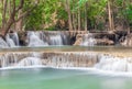 Beautiful waterfall cascades in Erawan National Park in Thailand Royalty Free Stock Photo