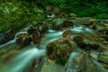 Beautiful Waterfall in deep forest at Waterfall in Himalayas, Sainj Valley, Himachal Pradesh, India Royalty Free Stock Photo