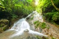 Beautiful waterfall in deep forest and soft water of the stream at the natural park in Thailand. Royalty Free Stock Photo