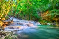 Beautiful waterfall in deep forest of Thailand Breathtaking view of Huay Mea Kamin waterfall Located Kanchanaburi Thailand