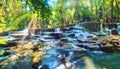 Beautiful waterfall in deep forest of Thailand Breathtaking view of Huay Mea Kamin waterfall Located Kanchanaburi Thailand