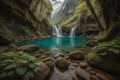 Beautiful waterfall in the deep forest of Vietnam. Long exposure. generative ai