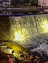 Beautiful waterfall in downtown Menomonee Falls, Wisconsin Royalty Free Stock Photo