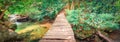 Beautiful waterfall at Erawan national park, Thailand. Panorama Royalty Free Stock Photo