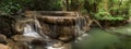 Beautiful waterfall at Erawan national park, Thailand. Panorama Royalty Free Stock Photo