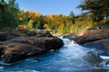 Beautiful Waterfall with Fall Season Colors in Plaisance Quebec Royalty Free Stock Photo