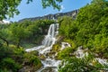 Beautiful waterfall flushing down a mountainside in Norway Royalty Free Stock Photo