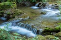 Beautiful waterfall in forest, close up